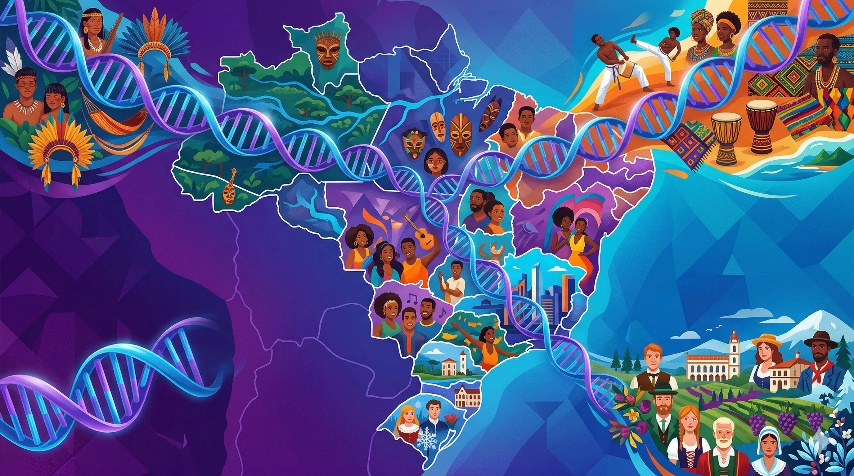 Ancestralidade média dos brasileiros: o que as análises da Mundo DNA revelam quando comparadas ao maior estudo genômico recente do Brasil